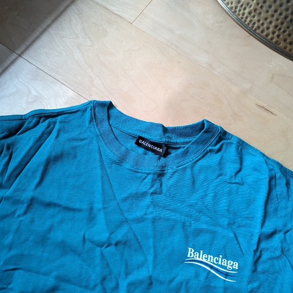 Balenciaga "Political Campaign" T-shirt in Teal Green - Picture 7 of 7